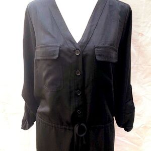 Max Studio Rolled Sleeve Shirt Dress Size M Black